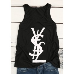 Dollar Yen Pound Letter Printed Tank