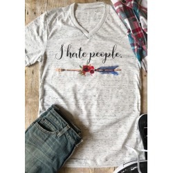 I Hate People T-Shirt Tee - Light Grey