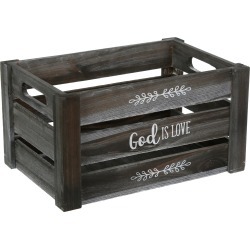11" God Is Love Wooden Crate - Grey