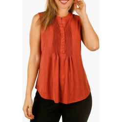 Women's Sleeveless Pleat Front Top - Rose Mauve