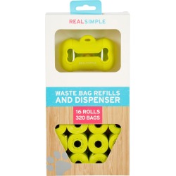 16 Rolls Waste Bag Refills & Dispenser - Green