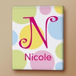 Dotty Initial Personalized Canvas Print