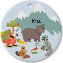 Round Custom Woodland Animals Ceramic Ornament