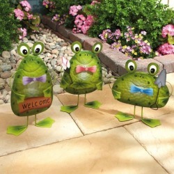 Set of 3 Metal Garden Frogs