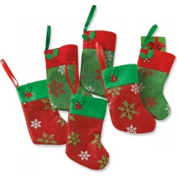 Red & Green Snowflake Stocking Gift Card Holders
