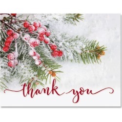 Berries & Pine Christmas Thank You Cards - BOGO