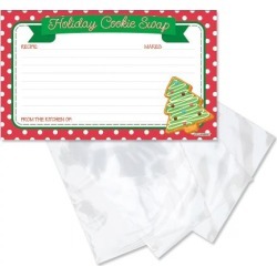 Cookie Swap Christmas Recipe Cards with Plastic Sleeves