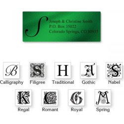 Monogram Green Foil Address Labels - 96 Count Sheets