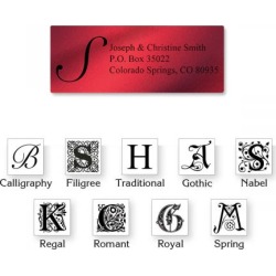 Monogram Red Foil Address Labels - 96 Count Sheets