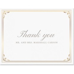 Personalized Gold Frame Thank You Cards - Light Stock