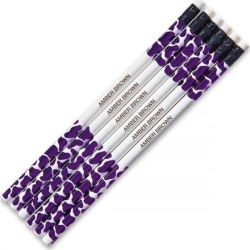 Purple Leopard #2 Hardwood Personalized Pencils