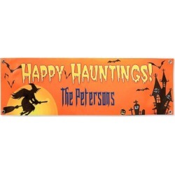 Happy Hauntings Outdoor Canvas Banner