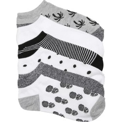 Mix No.6 Women's No Show Socks - 6 Pack in Black/White, Size O/S