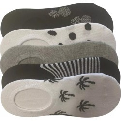 Mix No.6 Women's No Show Socks - 5 Pack in Black/White, Size O/S