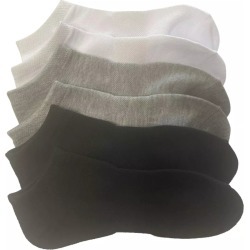 Mix No.6 Women's No Show Socks - 6 Pack in Grey/Black/White, Size O/S