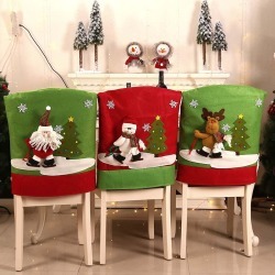 Santa Snowman Moose Dining Chair Back Cover