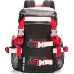Hybrid backpack in mixed materials with reverse logo