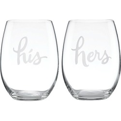 Kate Spade Two Of A Kind Stemless His And Hers Wine Glasses, Clear found on Bargain Bro from katespade.com for USD $45.60