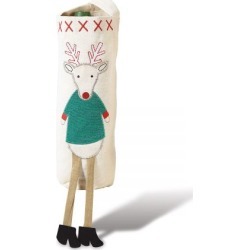 Reindeer Dangle-Leg Canvas Wine Bottle Cover