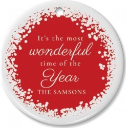 Snow Confetti Personalized Ornament Circle