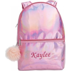 Personalized Pink Holographic Backpack