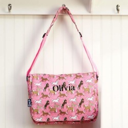 Horses on Pink Messenger Bag