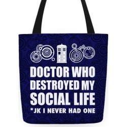 LookHUMAN Doctor Who Destroyed My Life Canvas Tote Bag - 13 x 13 Inches found on Bargain Bro from LookHUMAN for USD $22.79