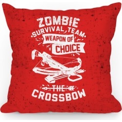 Zombie Survival Team Weapon Of Choice The Crossbow Throw Pillow from LookHUMAN