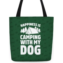 LookHUMAN Happiness Is Camping With My Dog Canvas Tote Bag - 13 x 13 Inches found on Bargain Bro from LookHUMAN for USD $22.79