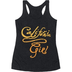 LookHUMAN California Girl (Golden Vintage) Black Womens Raw Edge Racerback - Size X-small found on Bargain Bro from LookHUMAN for USD $19.75