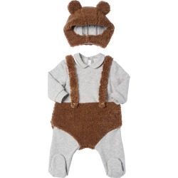 Bear Plush & Sweatshirt Romper W/ Hood