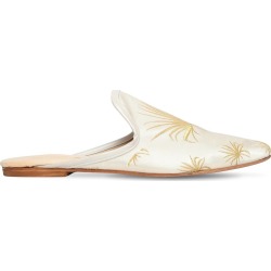 10mm Palm Fan Embroidered Satin Mules