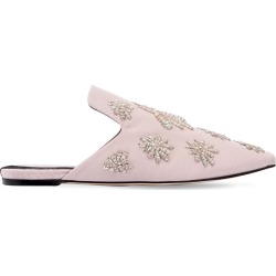 10mm Twill Mules W/ Embroidered Spiders
