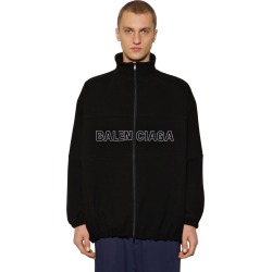 Zip-up Wool Jacket W/logo Embroidery