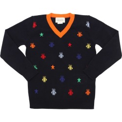 Bees Intarsia Fine Wool Knit Sweater