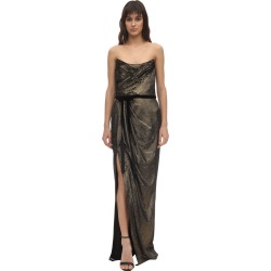 Foiled Velvet Draped Gown