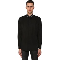 Cotton Shirt W/logo Collar