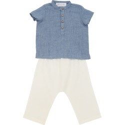 Cotton Blend Muslin Shirt & Linen Pants