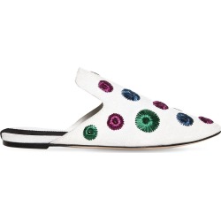 10mm Sirmione Embroidered Canvas Mules