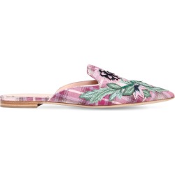 10mm Mia Embroidered Plaid Cotton Mules