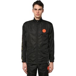 Zip-up Nylon Track Jacket W/logo Band