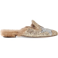 20mm Glittered Mules W/ Fur