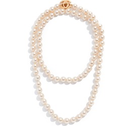 What Goes Around Comes Around Chanel Gold Imitation Pearl Turnlock Long Necklace