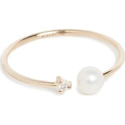 Mizuki Small Open Pearl & Diamond Ring