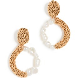 Oscar de la Renta Chain & Imitation Pearl Hoop Earrings