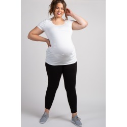 Black Mesh Panel Maternity Plus Leggings