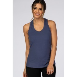Blue Solid Active Racerback Tank To