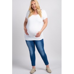 Blue Faded Maternity Plus Jeans
