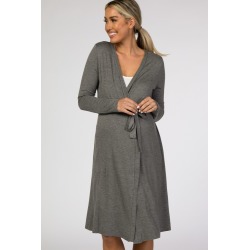 Charcoal Long Sleeve Delivery/Nursing Maternity Robe