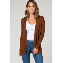 Brown Open Front Cardigan